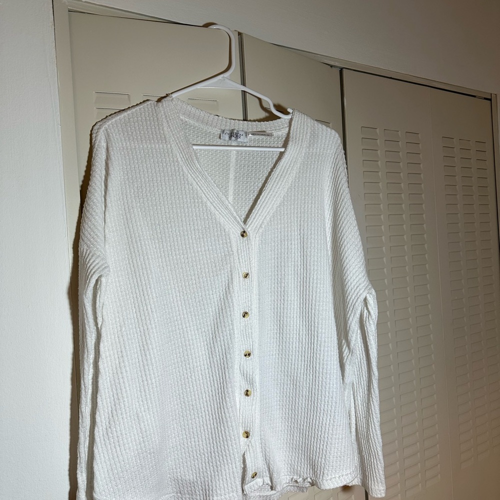 Out From Under UO White Button-Up Cardigan